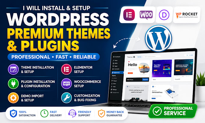 install and setup wordpress premium themes and plugins
