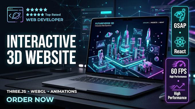 develop a custom interactive 3d website using gsap and react