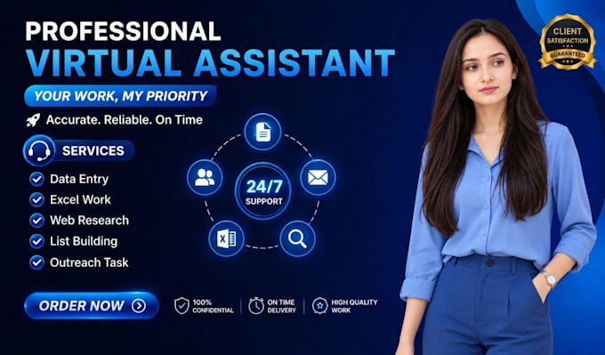 be your VA for data entry, web research and lead generation