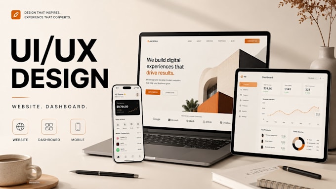 design website UI UX dashboard and mobile app on figma