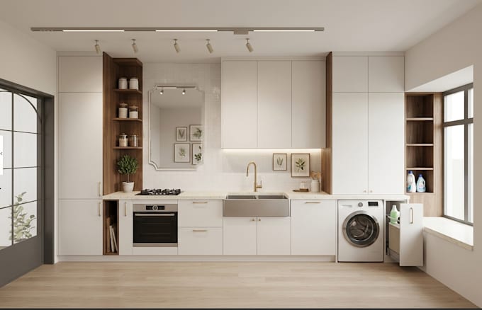 design realistic 3d kitchen interior design and renders