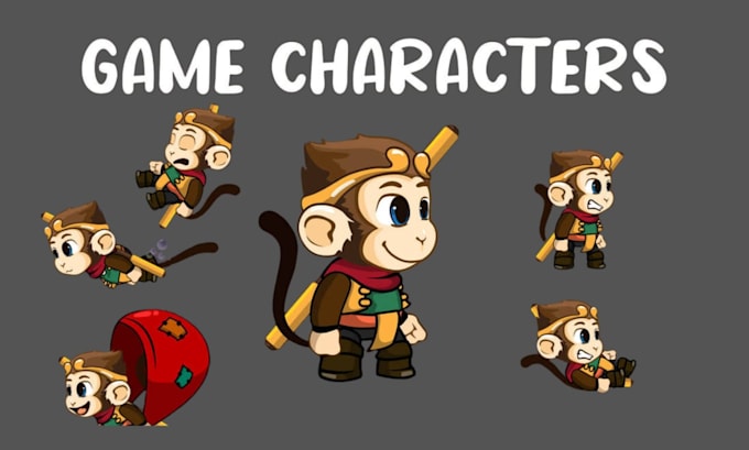 create 2d game cartoon character, character sprite, sprite sheet, game animation