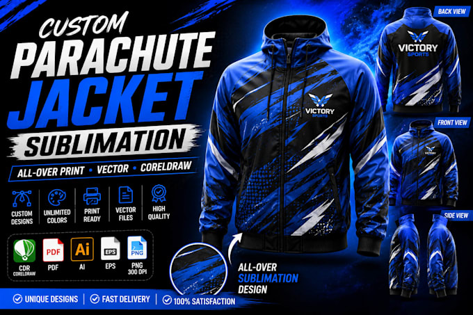 design custom parachute jacket sublimation and all over print