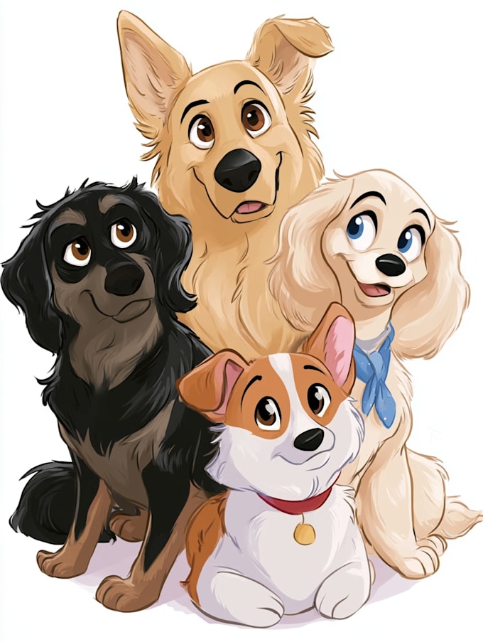 create disney pet portrait illustration