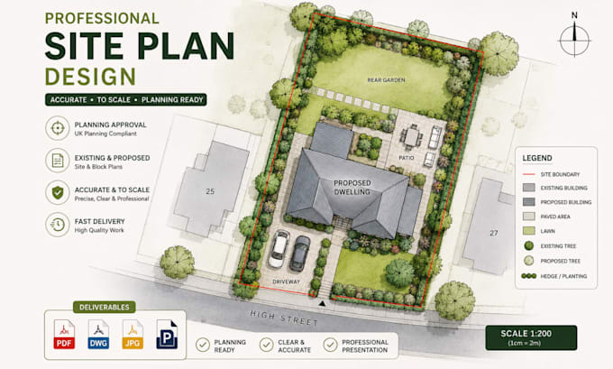 draw a residential site plan, block chain and property layout