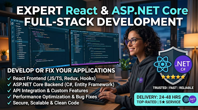 fix or develop react and asp dot net core applications