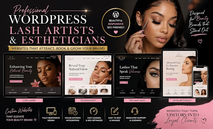 design a wordpress website for lash artists and estheticians