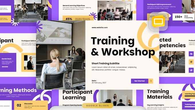 design online course slides, webinar powerpoint presentation, corporate training