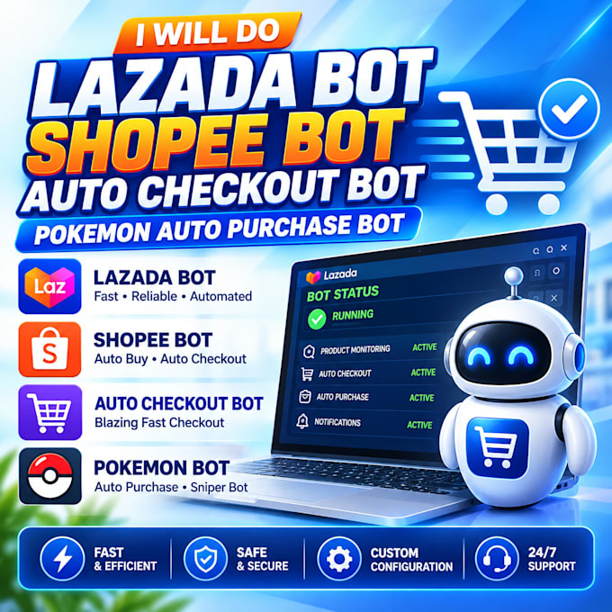 do lazada bot, shopee bot, auto checkout bot, pokemon bot auto purchase bot