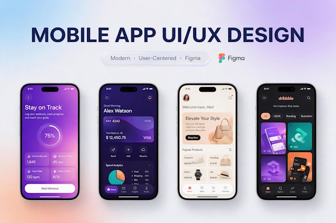 design modern mobile app UI UX in figma