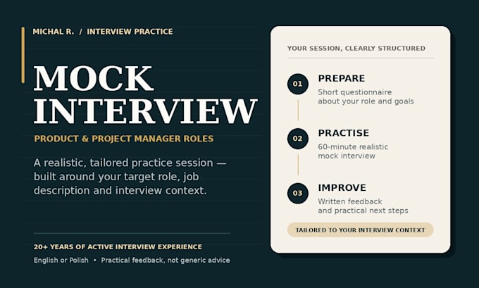 conduct a tailored mock interview for product and project manager roles