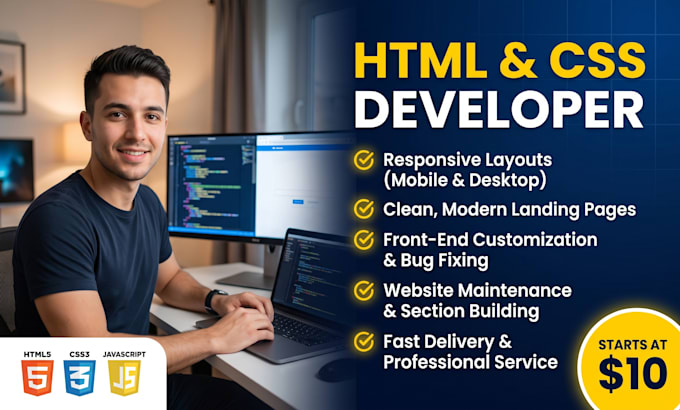 fix responsive HTML CSS issues and build landing pages
