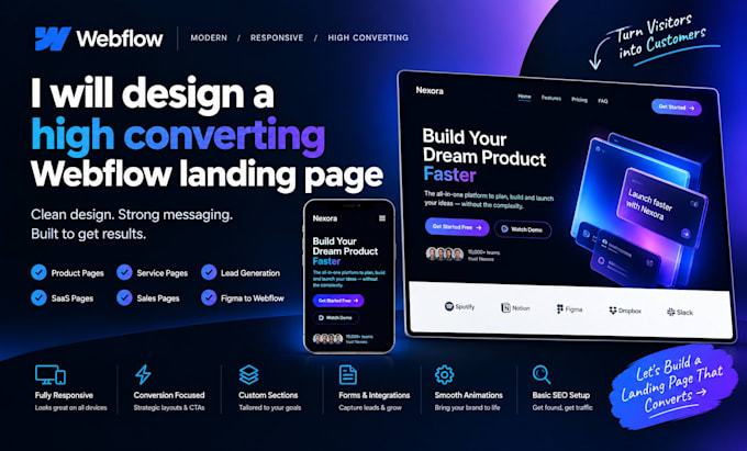 be your webflow expert and design a webflow landing page and webflow website