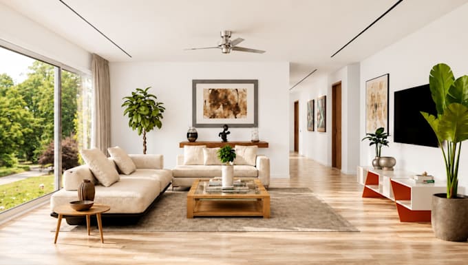 create interior design and realistic 3d rendering