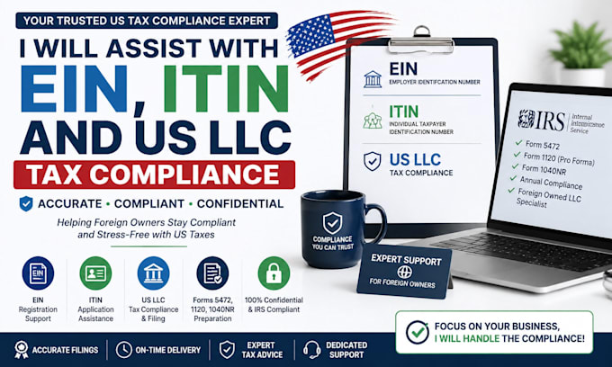 assist with ein, itin and US llc tax compliance