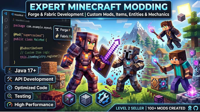create custom minecraft forge and fabric mods for your server