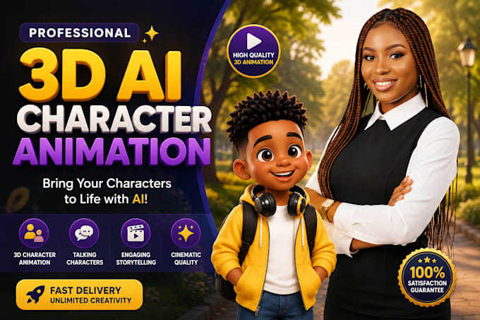 create stunning ai 3d animation, 3d cartoon and character animation