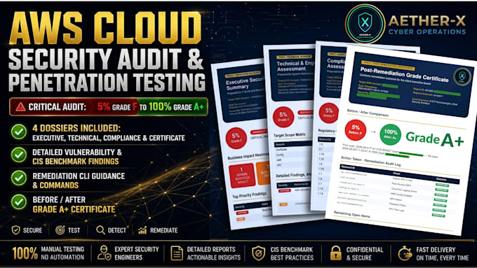 perform AWS security audit, vulnerability assessment and compliance report