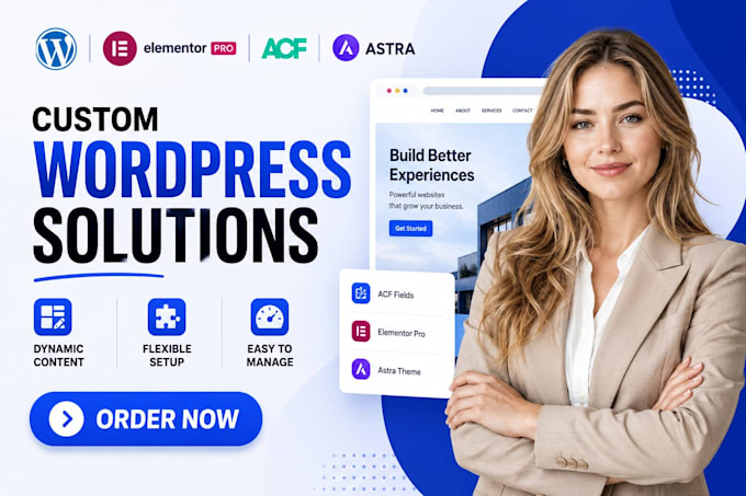 develop dynamic wordpress website with acf and elementor pro or acf pro, astra