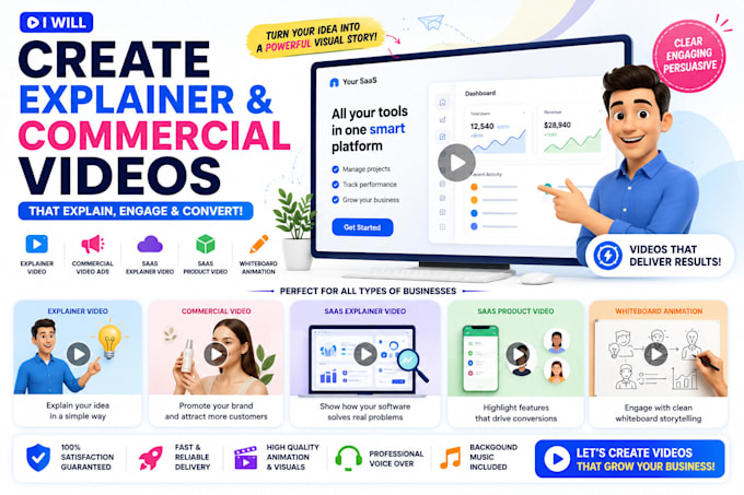 create explainer video or commercial video ads