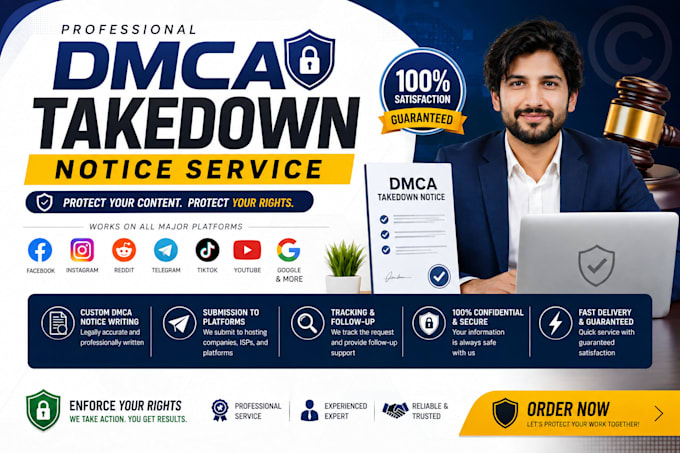 delete remove takedown facebook instagram reddit telegram tiktok yt under dmca