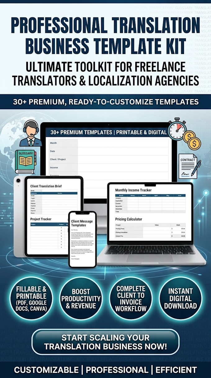 provide professional translation business templates in PDF