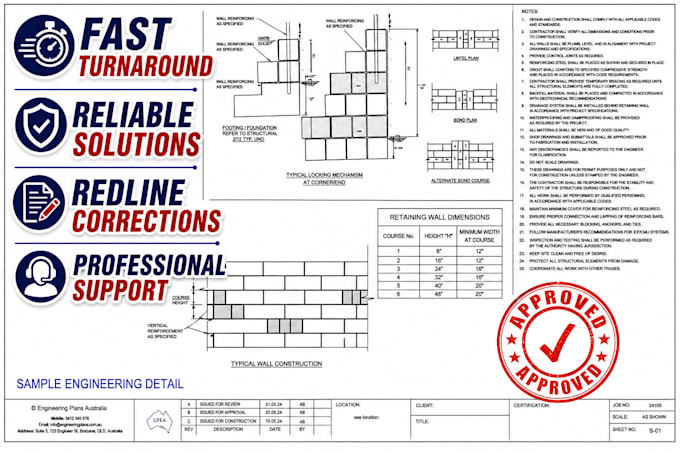 permit structural calculation basement wall retaining icf redline correction
