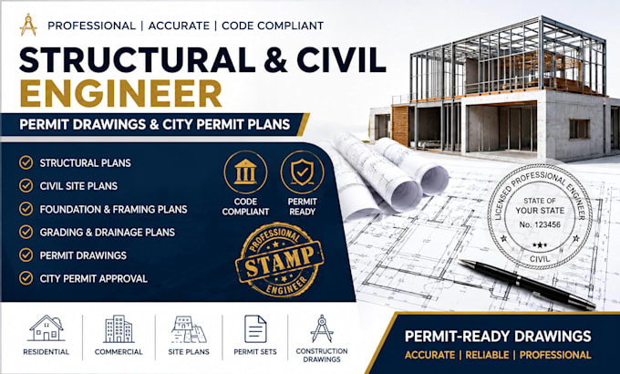 do structural civil engineer permit drawings and city permit plans