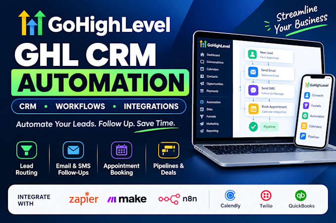 automate gohighlevel ghl CRM workflows, pipelines, leads and integrations