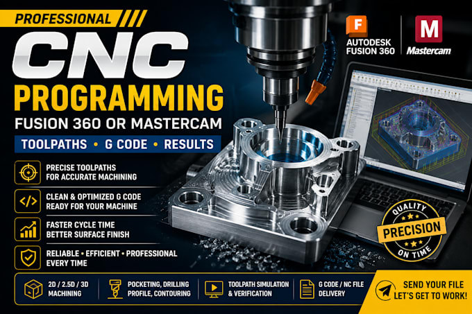 program cnc parts with fusion 360 or mastercam toolpaths and g code