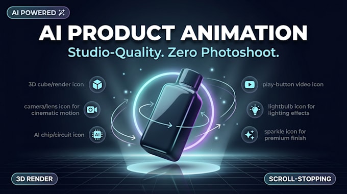 create 3d product animation, 3d product  ads , ai animation, ai product ads