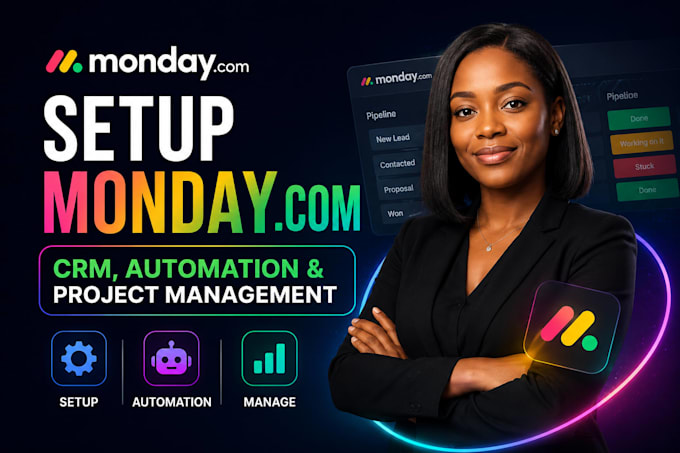 setup monday com CRM, automation and project management