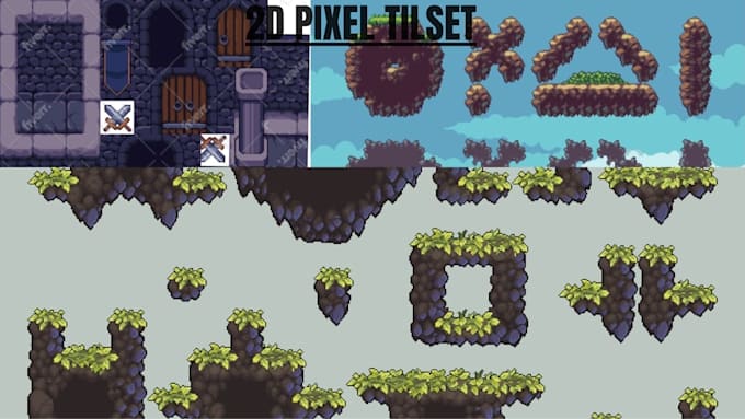 design custom 2d pixel art tilesets and game environments