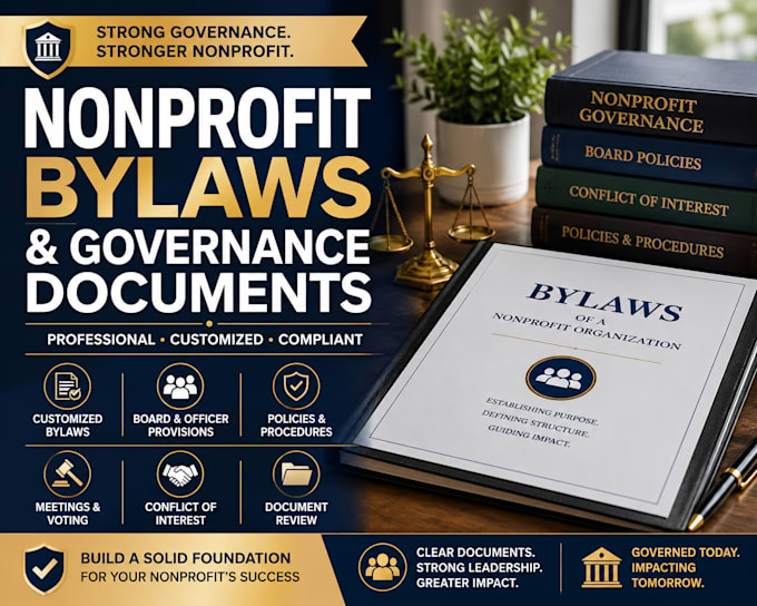 create nonprofit bylaws, policies, articles and governance documents