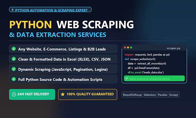 do python web scraping and data extraction in 24 hours
