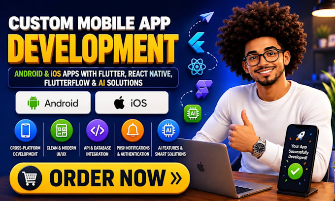 develop android ios apps using flutter react native flutterflow and ai solutions
