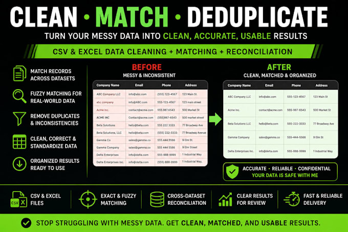 match merge deduplicate and reconcile your CSV or excel data