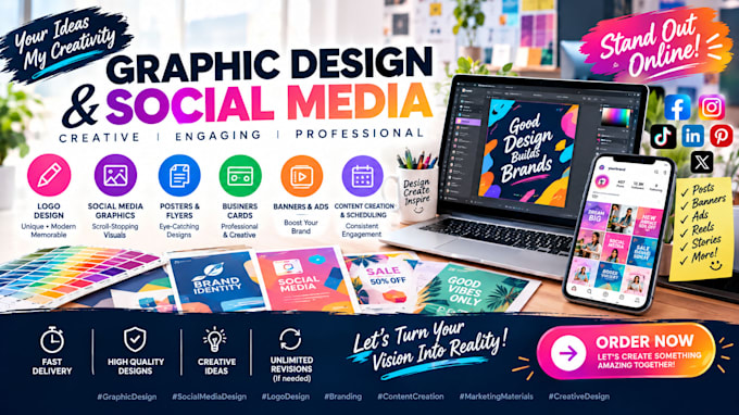 design custom graphics, banners, and marketing materials