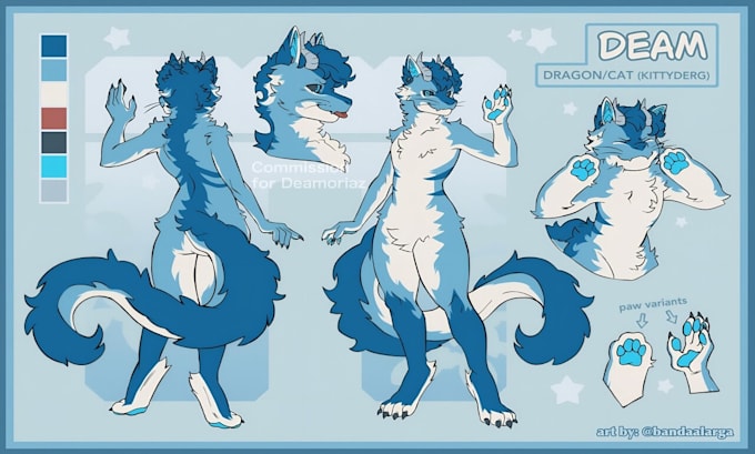 draw a custom furry ref sheet and fursona character design