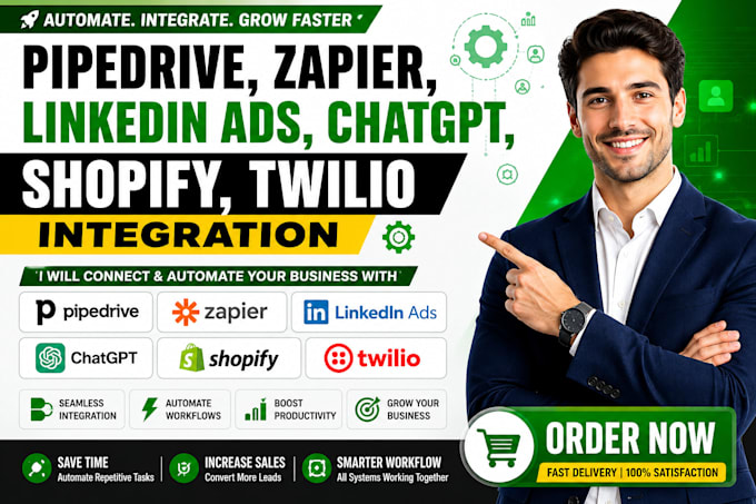 pipedrive zapier linkedin ads chatgpt shopify twilio integration
