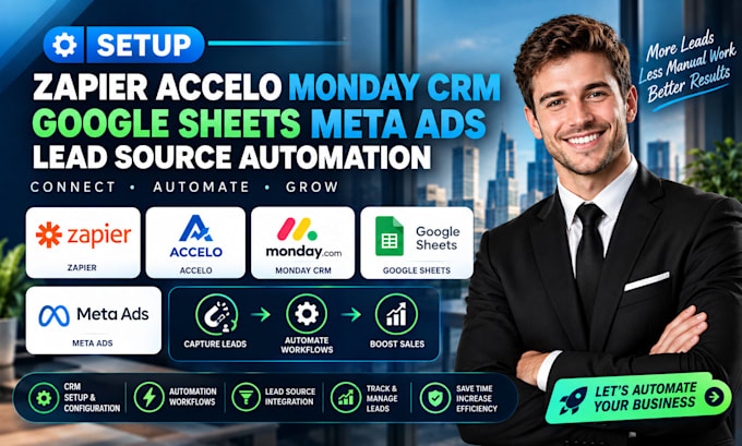 integrate zapier accelo monday crm google sheets meta ads lead source automation