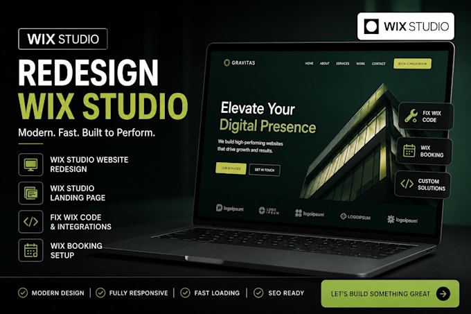 redesign wix studio website wix studio landing page fix wix code wix booking