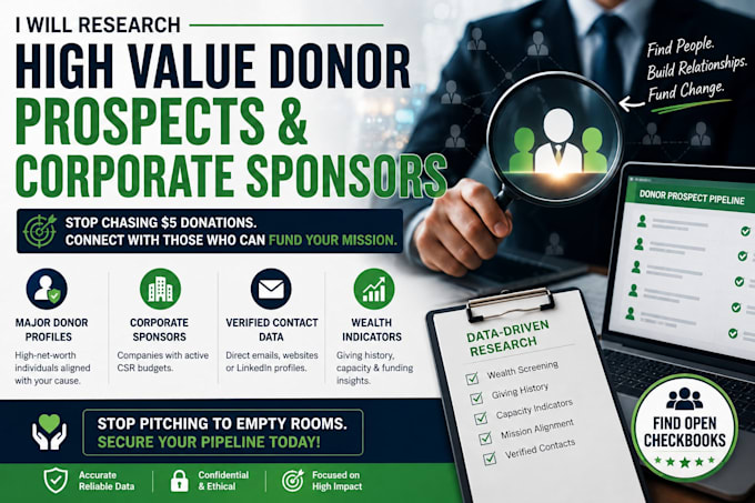 research high value donor prospects and corporate sponsors