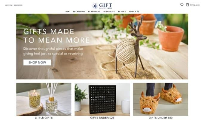 design wix gift guide website shopping recommendation website