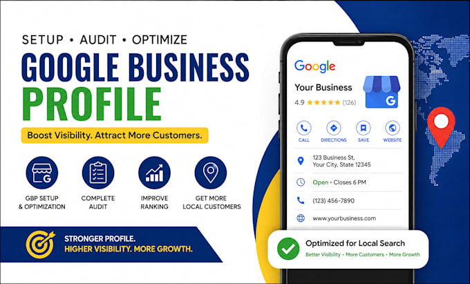 setup, audit optimize your gmb goggle business profile for gbp ranking,