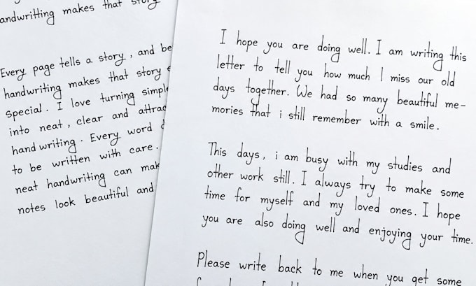 write neat handwritten notes, assignments, letters and documents