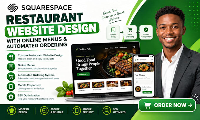 design a squarespace restaurant website for online menus and restaurant ordering