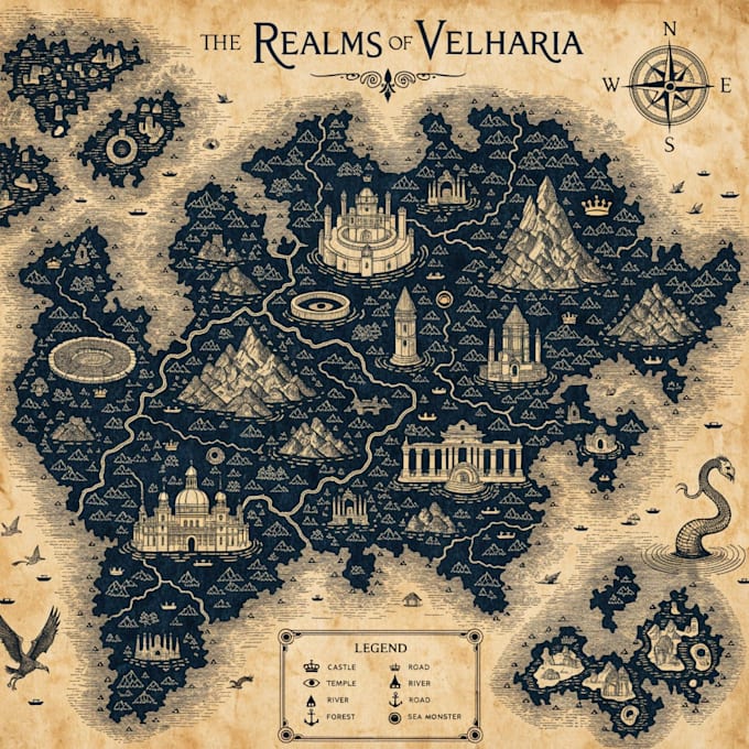 design a professional fantasy or historical map