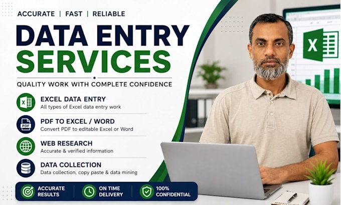 do accurate data entry, web research, data collection and copy paste