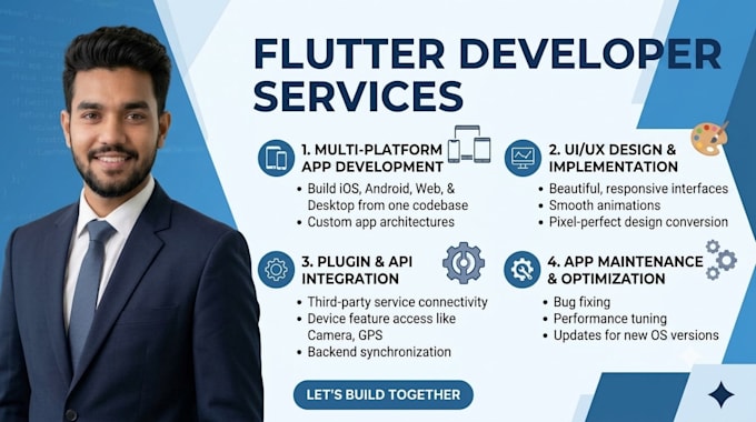 do mobile app devlopment for android and ios app as a flutter devloper